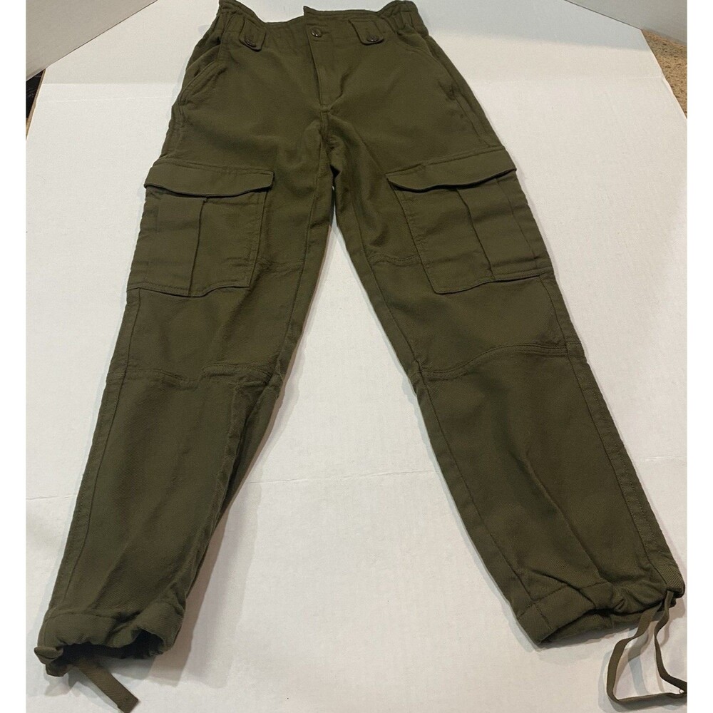 Banana Republic Wool Cargo Pants Womens Size 2 Fleece High Rise Military Green